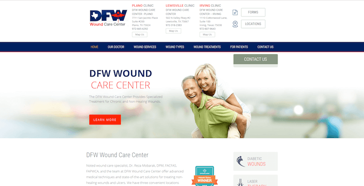 Screenshots of DFW's Website