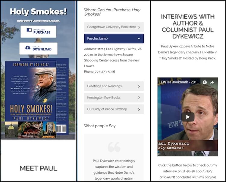 Screenshot of new, responsive 'Holy Smokes!' website