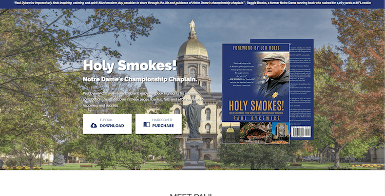 Screenshot of new 'Holy Smokes!' website